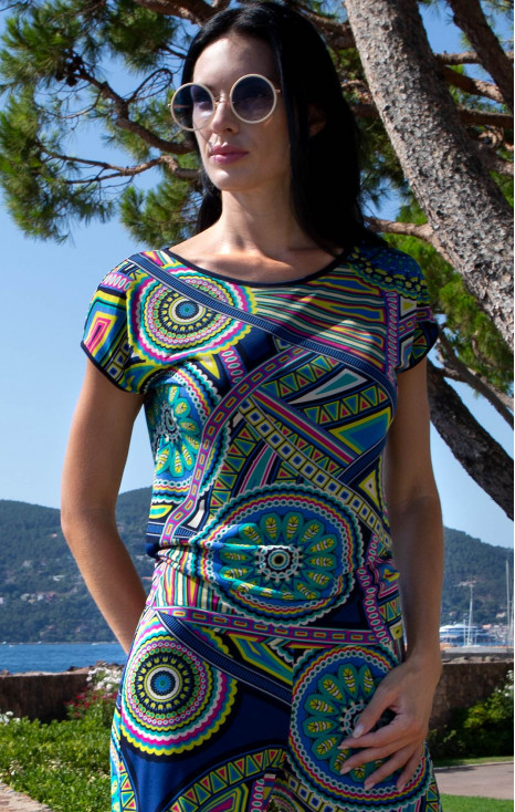 Relaxed Jersey Top – Blue Kaleidoscope Dreams [1]