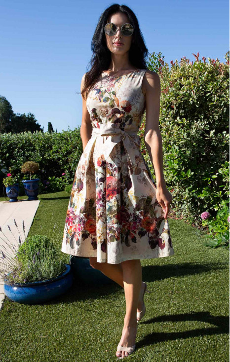 Cotton Fit-and-Flare Dress – Floral Symphony