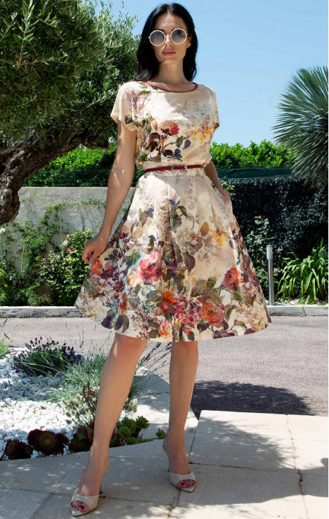 Flared Cotton Skirt – Floral Symphony [1]