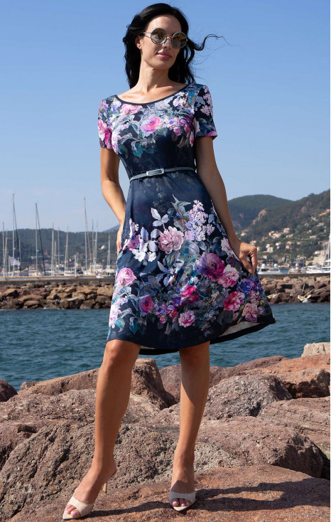 Stretch Viscose Jersey Dress &ndash; Floral Symphony