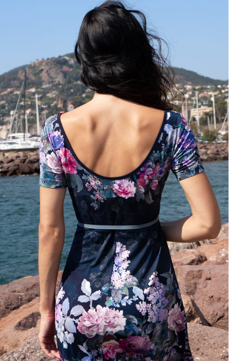 Stretch Viscose Jersey Dress &ndash; Floral Symphony