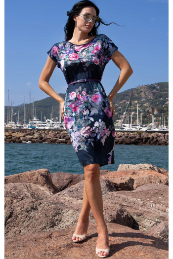 Stretch Viscose Jersey Dress – Floral Symphony