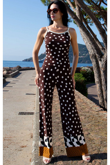 Stretch Jersey Camisole – Chocolate & Graphic Polka [1]