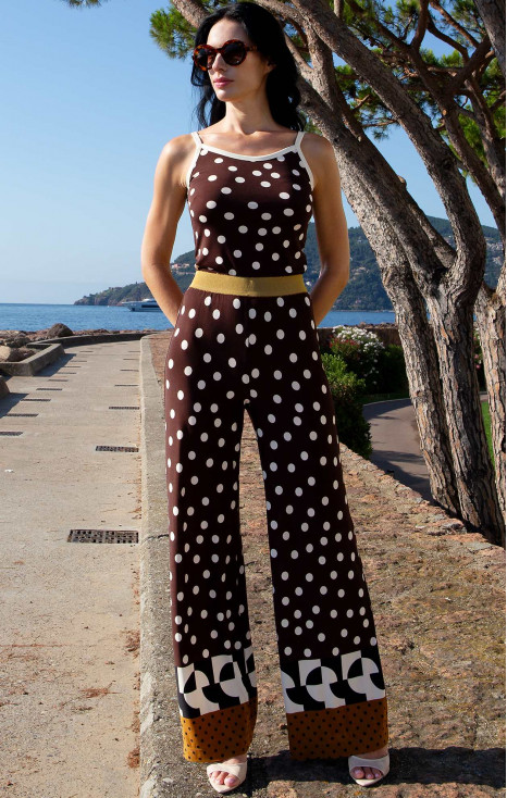 Stretch Jersey Wide-Leg Trousers – Chocolate & Graphic Polka