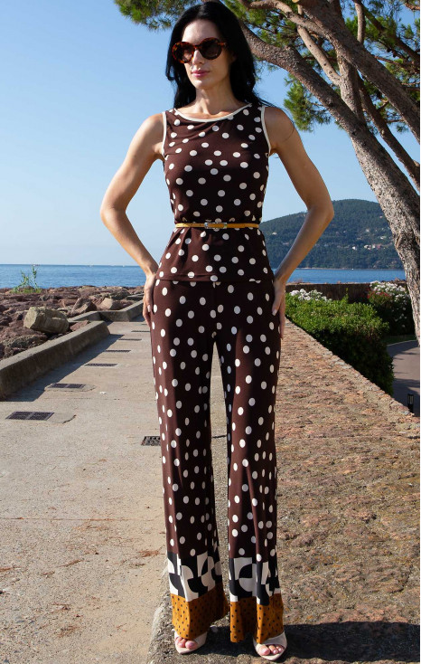 Stretch Jersey Wide-Leg Trousers – Chocolate & Graphic Polka