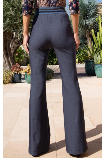Pantaloni din tricot dens și structurat Steel Blue [1]