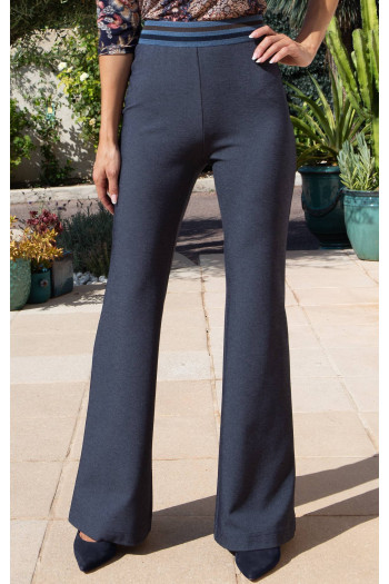 Pantaloni din tricot dens și structurat Steel Blue