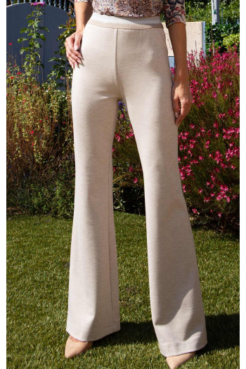 Pantaloni din tricot dens în nuanța Beige Melange