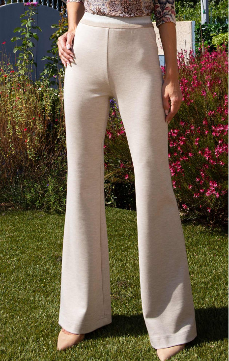 Pantaloni din tricot dens &icirc;n nuanța Beige Melange