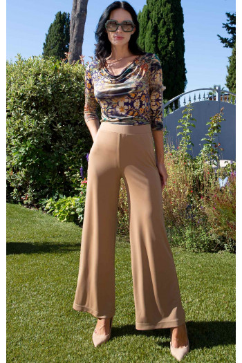 Pantaloni cu croială largă din jerseu dens Camel [1]