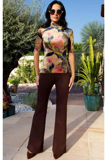 Bluză cu guler semi-înalt din catifea Cactus Bloom [1]