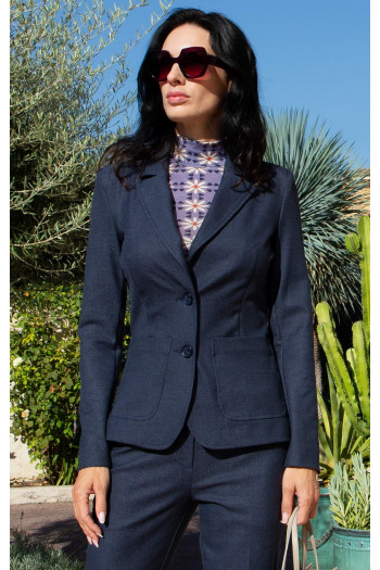 Sacou cambrat din tricot dens în nuanță Dark Denim