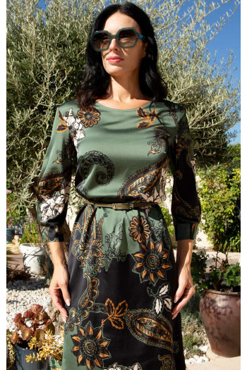 Rochie din vâscoză satinată de lux Olive Paisley [1]