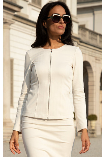 Sacou cambrat din tricot structurat, în nuanța Ivory