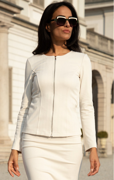 Sacou cambrat din tricot structurat, &icirc;n nuanța Ivory