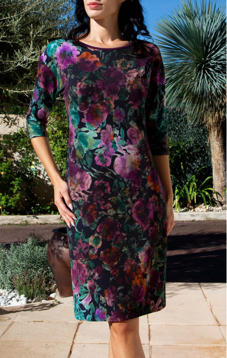 Rochie din tricot de viscoză cu imprimeu Midnight Garden