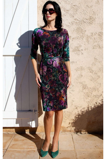 Rochie din tricot de viscoză cu imprimeu Midnight Garden
