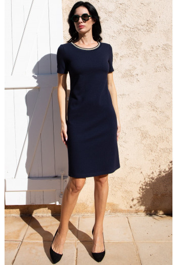 Rochie din tricot structurat în nuanța Navy