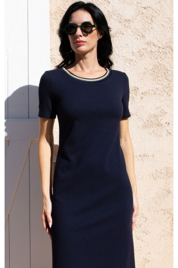 Rochie din tricot structurat în nuanța Navy [1]