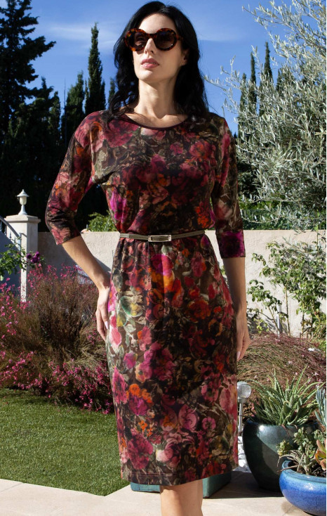 Rochie din tricot de vâscoză cu imprimeu floral Autumn Garden