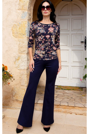 Bluză din tricot moale cu imprimeu floral Vintage Bloom Navy [1]