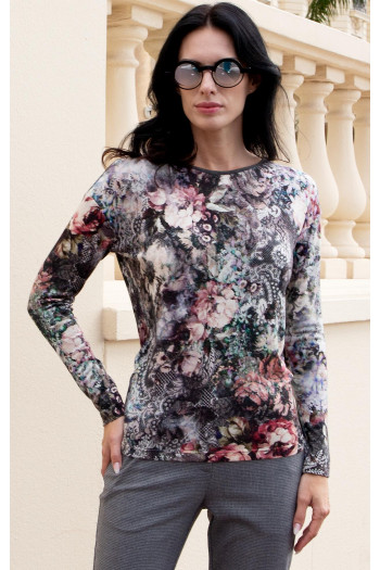 Bluză din tricot moale cu imprimeu Lace Garden