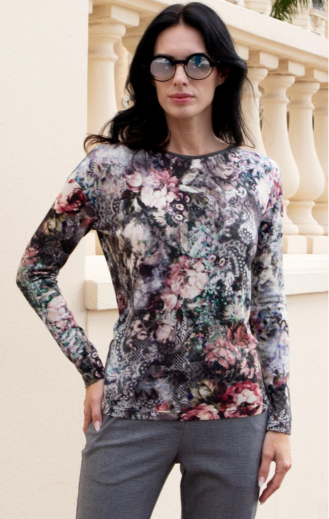 Bluză din tricot moale cu imprimeu Lace Garden