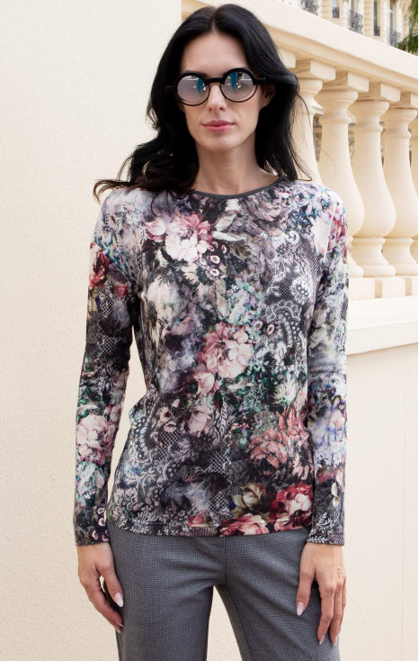 Bluză din tricot moale cu imprimeu Lace Garden